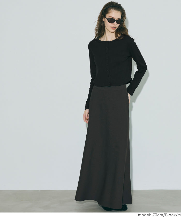 短版圓弧下擺螺紋長袖開衫