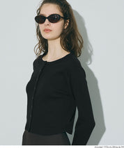 短版圓弧下擺螺紋長袖開衫