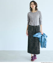 短版圓弧下擺螺紋長袖開衫