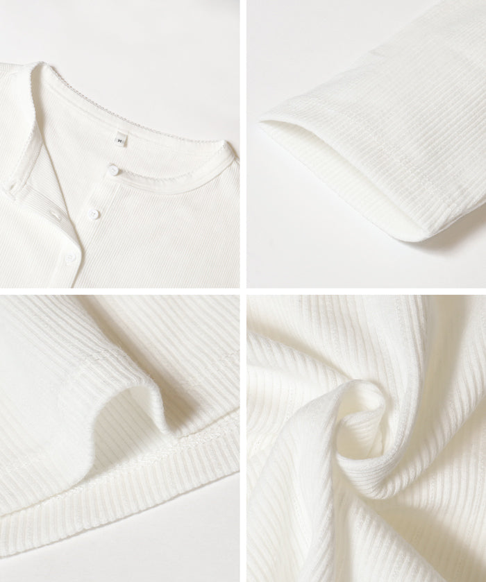 短版圓弧下擺螺紋長袖開衫