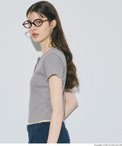 螺紋短袖亨利領上衣