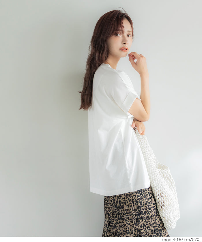 反摺袖口質感logo短袖上衣  T-shirt 親子裝