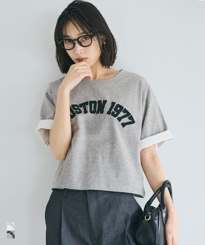短版寬鬆英字LOGO T-shirt