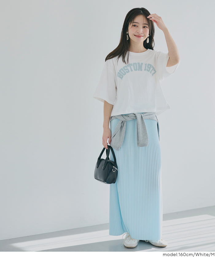 短版寬鬆英字LOGO T-shirt