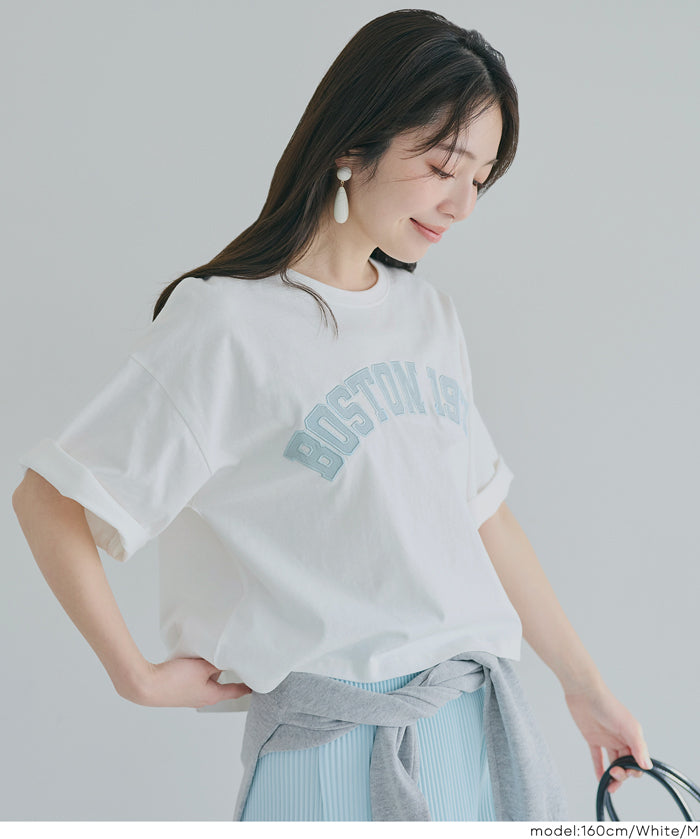 短版寬鬆英字LOGO T-shirt