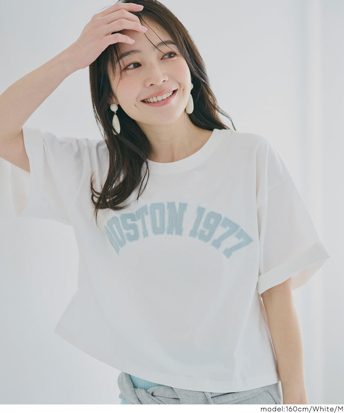 短版寬鬆英字LOGO T-shirt