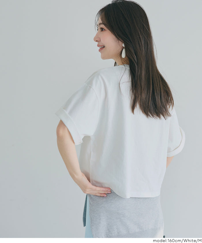 短版寬鬆英字LOGO T-shirt