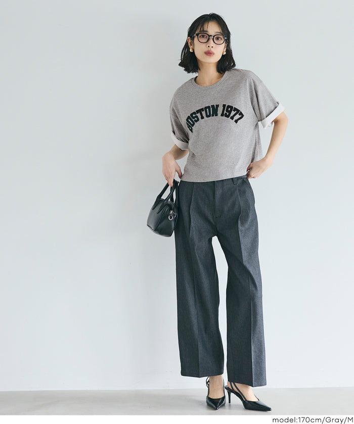 短版寬鬆英字LOGO T-shirt