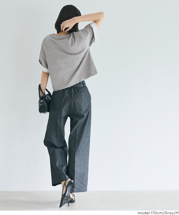 短版寬鬆英字LOGO T-shirt