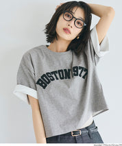 短版寬鬆英字LOGO T-shirt