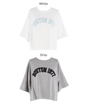 短版寬鬆英字LOGO T-shirt