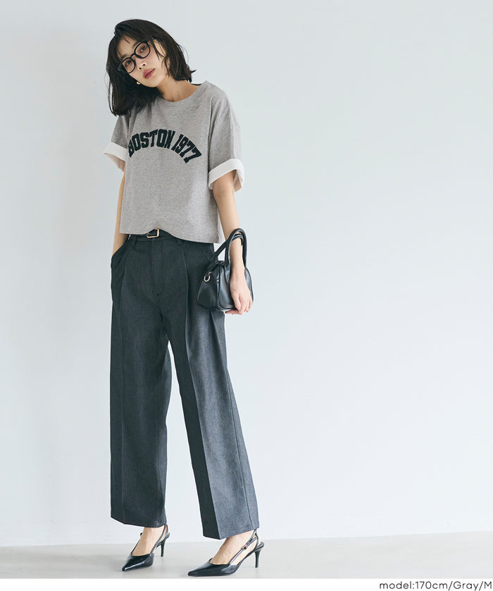 短版寬鬆英字LOGO T-shirt