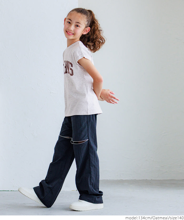 童裝反摺法式袖LOGO T-Shirt 短袖上衣 親子裝