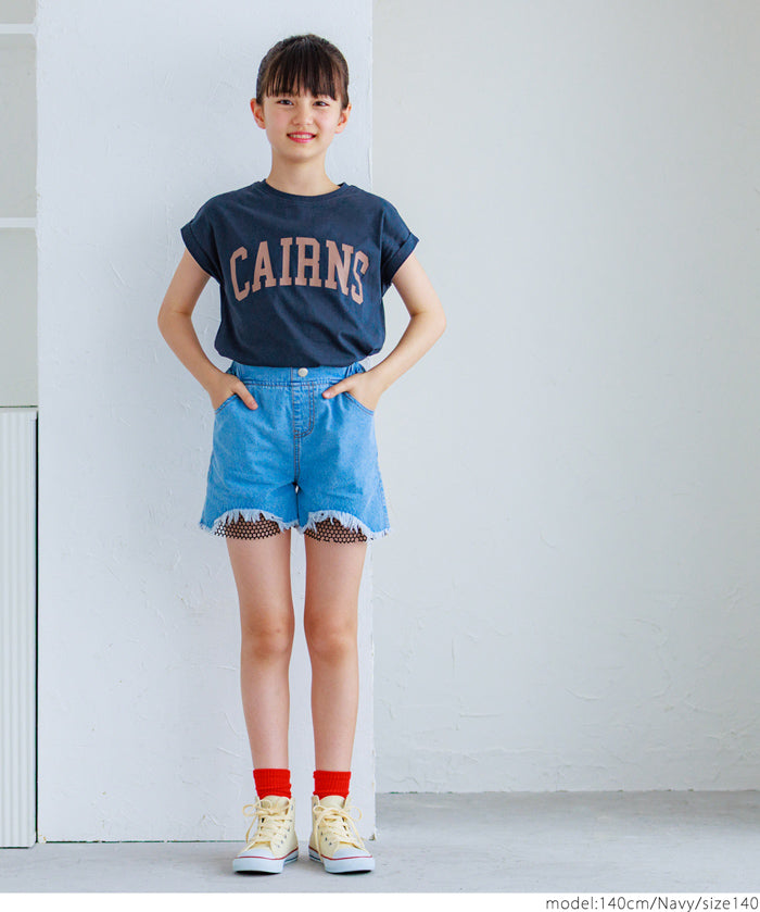童裝反摺法式袖LOGO T-Shirt 短袖上衣 親子裝