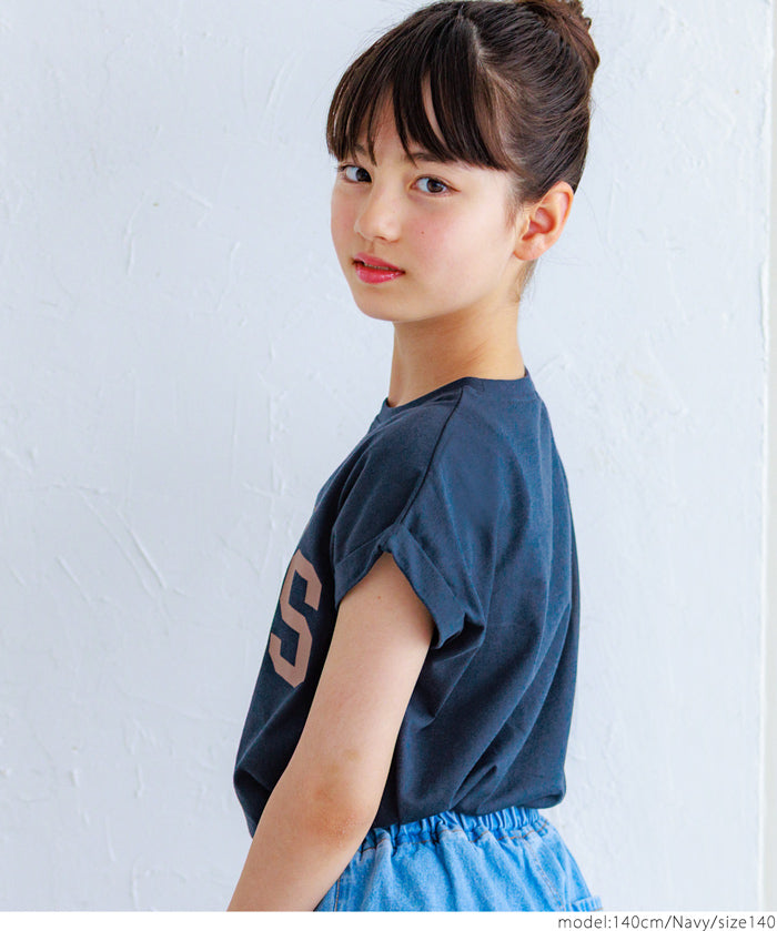 童裝反摺法式袖LOGO T-Shirt 短袖上衣 親子裝