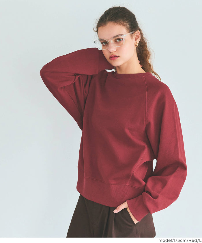[Heavy Cotton] Cropped Raglan Sleeve Solid Color Long Sleeve Sweatshirt