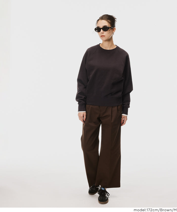 [Heavy Cotton] Cropped Raglan Sleeve Solid Color Long Sleeve Sweatshirt