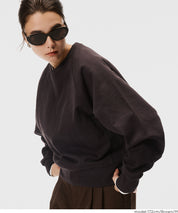 [Heavy Cotton] Cropped Raglan Sleeve Solid Color Long Sleeve Sweatshirt