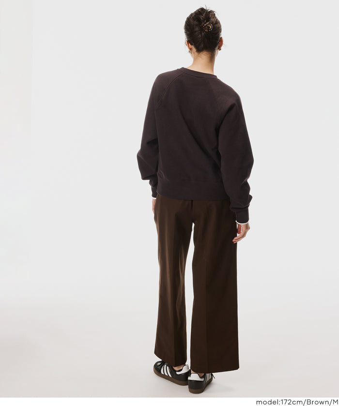 [Heavy Cotton] Cropped Raglan Sleeve Solid Color Long Sleeve Sweatshirt
