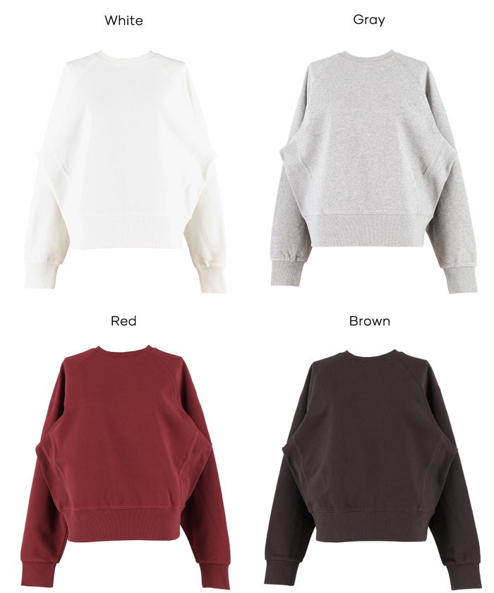 [Heavy Cotton] Cropped Raglan Sleeve Solid Color Long Sleeve Sweatshirt