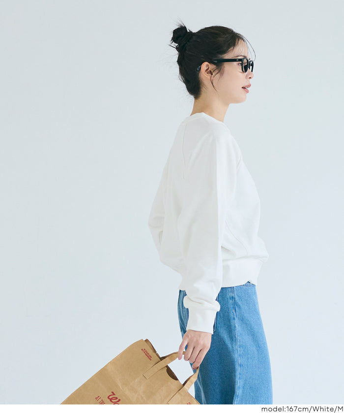 [Heavy Cotton] Cropped Raglan Sleeve Solid Color Long Sleeve Sweatshirt