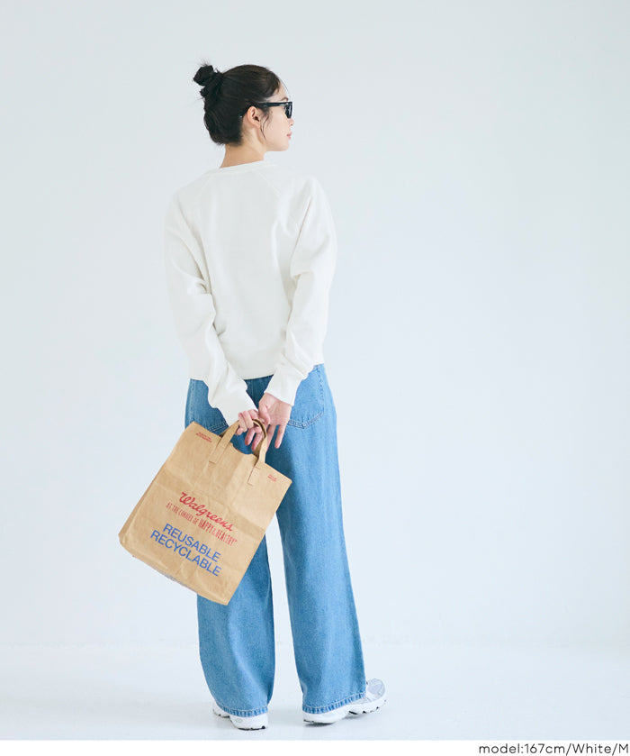 [Heavy Cotton] Cropped Raglan Sleeve Solid Color Long Sleeve Sweatshirt