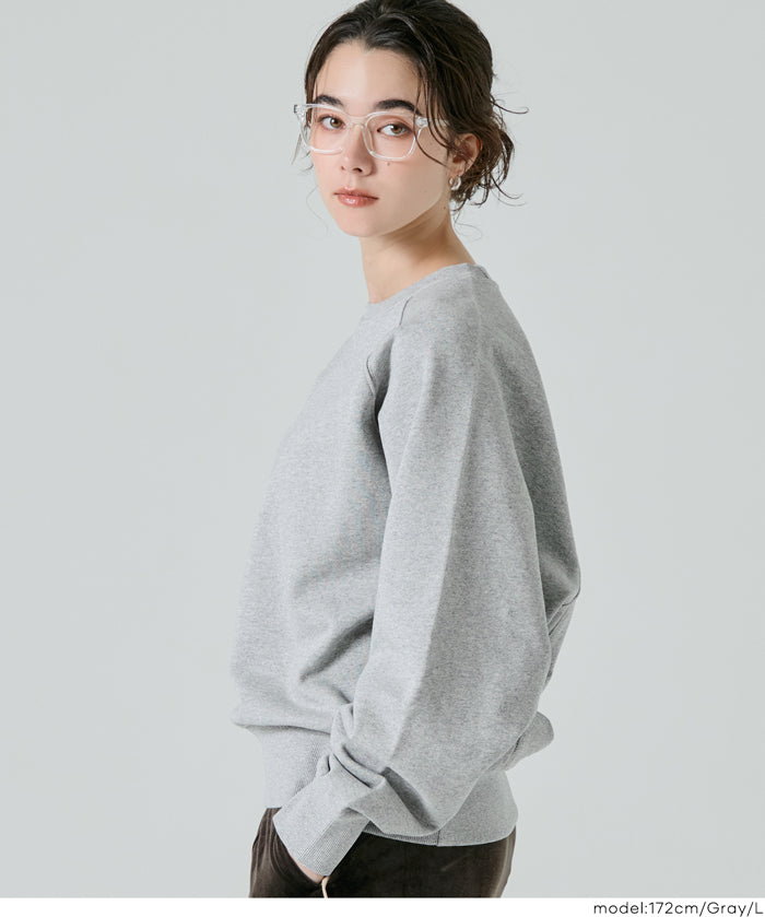 [Heavy Cotton] Cropped Raglan Sleeve Solid Color Long Sleeve Sweatshirt