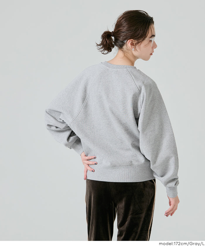 [Heavy Cotton] Cropped Raglan Sleeve Solid Color Long Sleeve Sweatshirt