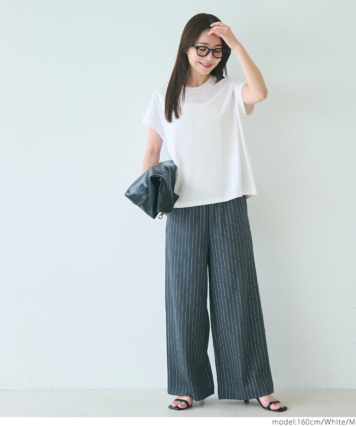 日系純色法式袖棉質短袖T恤