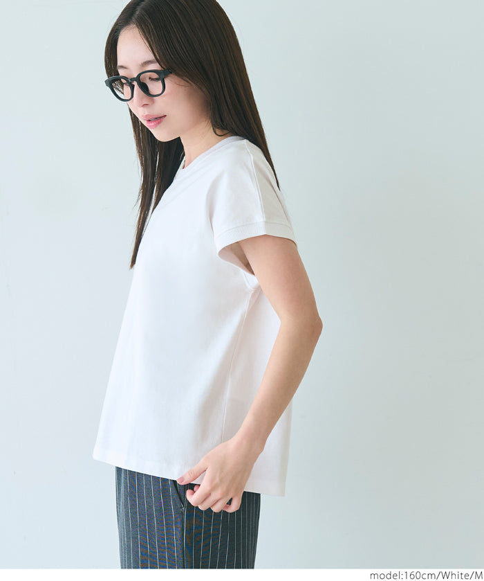 日系純色法式袖棉質短袖T恤