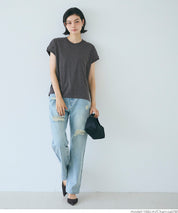 日系純色法式袖棉質短袖T恤