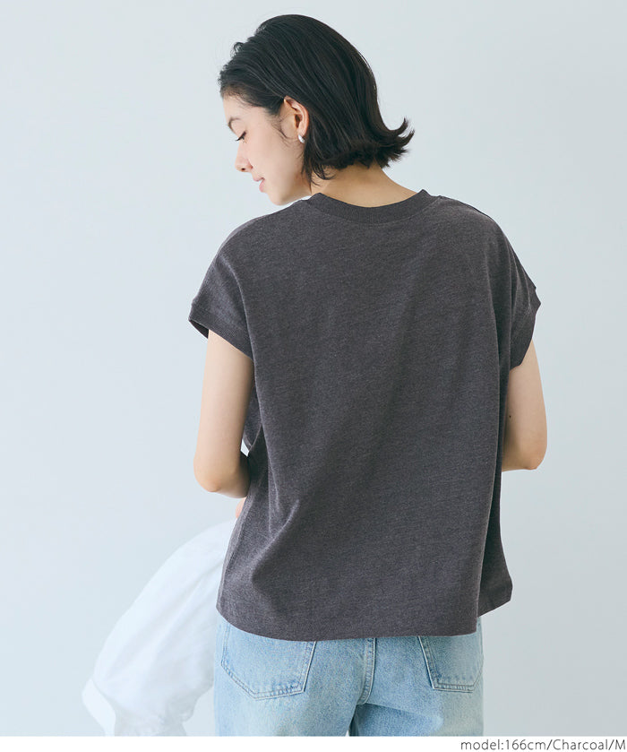 日系純色法式袖棉質短袖T恤