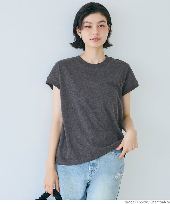 日系純色法式袖棉質短袖T恤