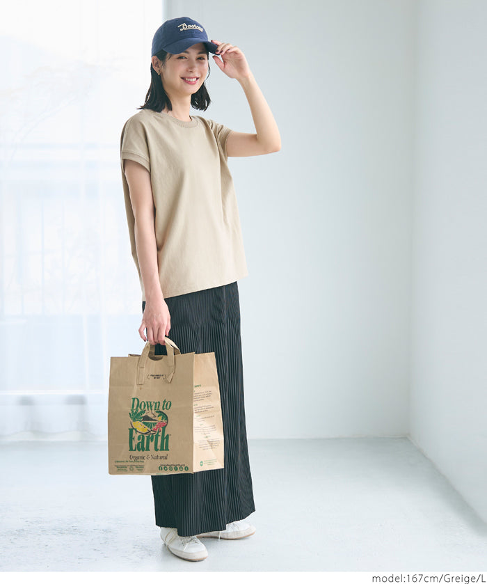 日系純色法式袖棉質短袖T恤