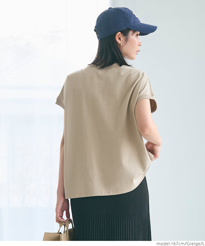 日系純色法式袖棉質短袖T恤