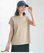 日系純色法式袖棉質短袖T恤