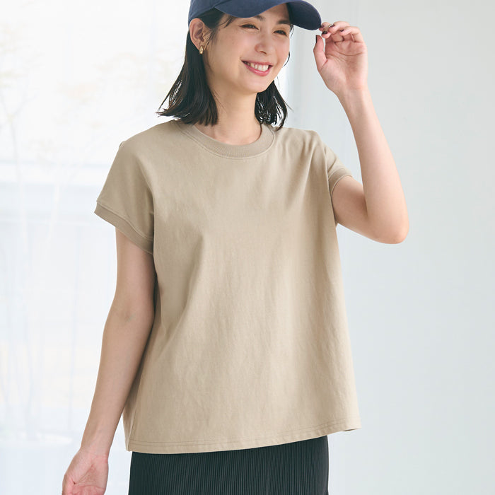 日系純色法式袖棉質短袖T恤