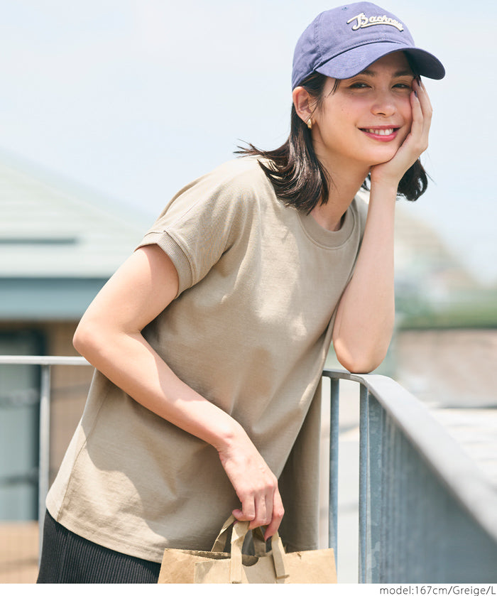 日系純色法式袖棉質短袖T恤