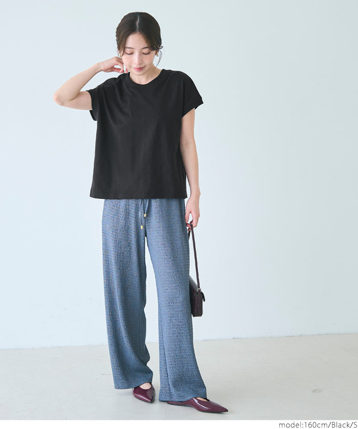 日系純色法式袖棉質短袖T恤