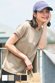 日系純色法式袖棉質短袖T恤