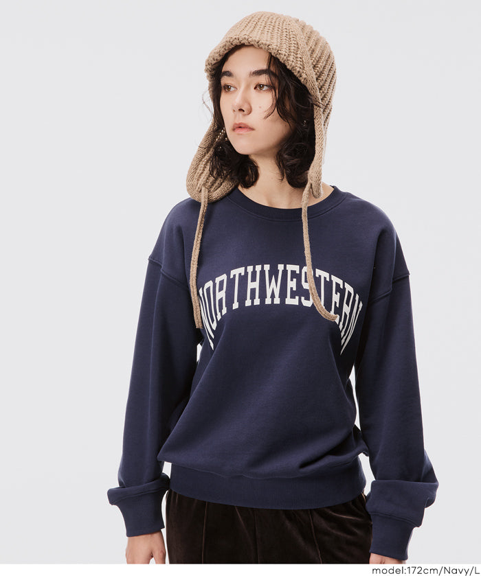[Heavy Weight] College Style LOGO Long Sleeve Sweatshirt