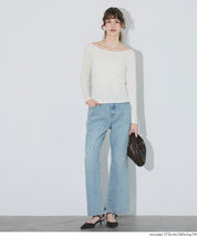 U型一字領小性感露肩長袖上衣