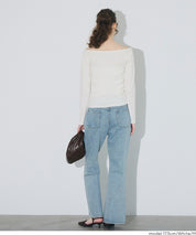 U型一字領小性感露肩長袖上衣