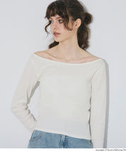 U型一字領小性感露肩長袖上衣