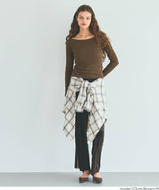 U型一字領小性感露肩長袖上衣