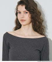 U型一字領小性感露肩長袖上衣