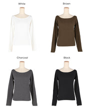 U型一字領小性感露肩長袖上衣