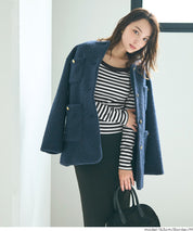 合身大U一字領棉質長袖上衣