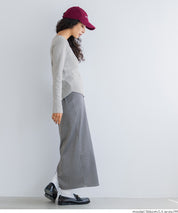 圓弧下擺螺紋長袖上衣