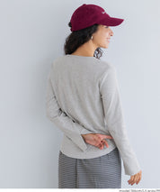 圓弧下擺螺紋長袖上衣